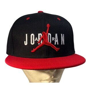 Jordan Snapback Hat Black Red Embroidered Logo Adjustable Cap